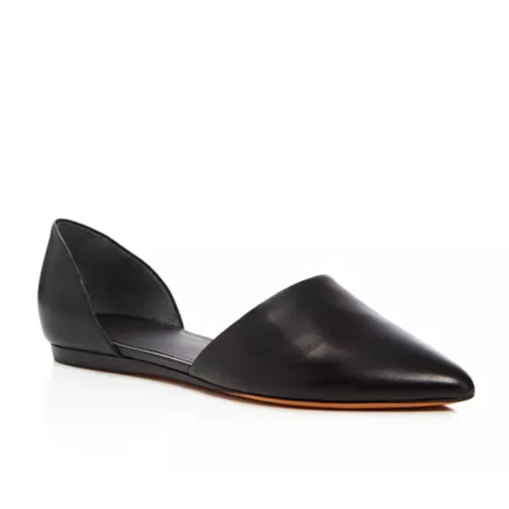 NIB 100% AUTH Vince Nina Black Leather Pointed Toe D'Orsay Flats Sz 5M